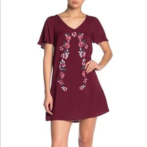 Love, Fire Plus “Embroidered” Flutter Sleeve Dress